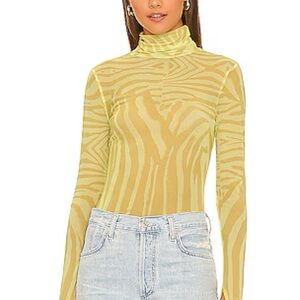 Zadie mesh top - Yellow Zebra Print Turtleneck
